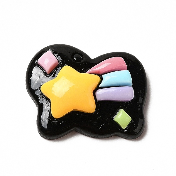 

PandaHall Opaque Resin Cabochons, Cloud, Black, Star Pattern, 17x21x6.5mm Resin Star Black