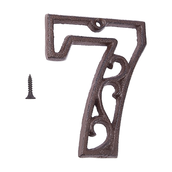 PandaHall Iron Home Address Number, with Screw, Number, Num.7, 113x87x6mm, Hole: 5mm Iron Number