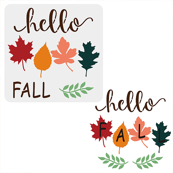 

PandaHall BENECREAT Hello Fall Stencil, 12x12" Maple Leaf Sycamor Leaf Painting Stencil Holly Leaf Stencils Reusable Template for Wall Decor...