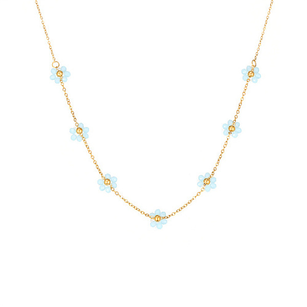 

PandaHall Real 18K Gold Plated Stainless Steel Flower Beaded Pendant Necklaces for Women, Light Sky Blue, 17.72 inch(45cm) Stainless Steel...