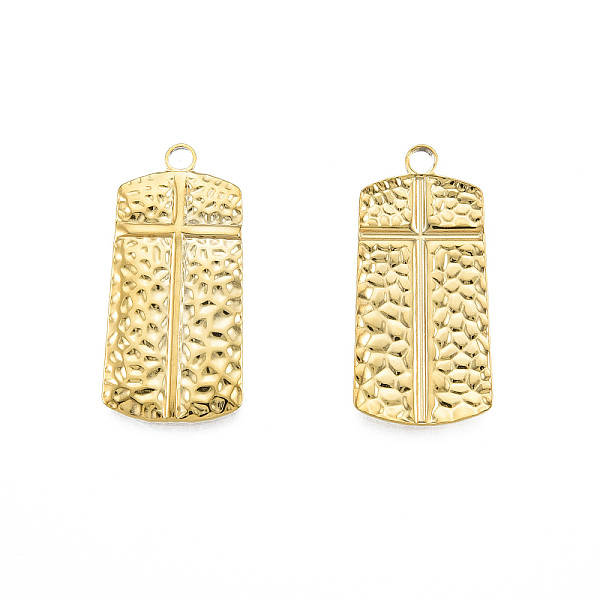 

PandaHall Ion Plating(IP) 201 Stainless Steel Pendants, Rectangle with Cross, Real 18K Gold Plated, 33.5x16.5x2mm, Hole: 3mm 201 Stainless...