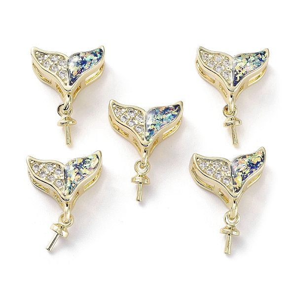 

PandaHall Whale Tail Shape Brass Micro Pave Cubic Zirconia Cup Peg Bails, with Synthetic Opal, Cadmium Free & Lead Free, Long-Lasting Plated...