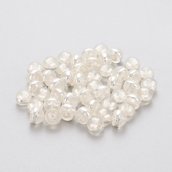 

PandaHall Eco-Friendly Plastic Ear Nuts, Earring Backs, with 304 Stainless Steel Findings, Half Round/Dome, Silver, 5.5x5.5x3.8mm, Hole: 1mm...