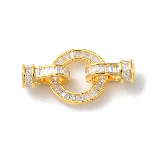 

PandaHall 925 Sterling Silver Pave Clear Cubic Zirconia Fold Over Clasps, Long-Lasting Plated, Ring with 925 Stamp, Real 18K Gold Plated...