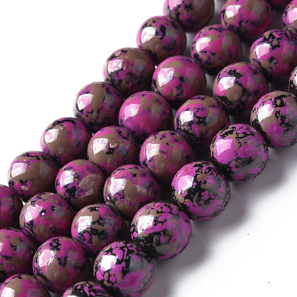 

PandaHall Spray Painted Non-magnetic Synthetic Hematite Beads Strands, with Glitter Powder, Round, Orchid, 8mm, Hole: 1mm, about..., Purple