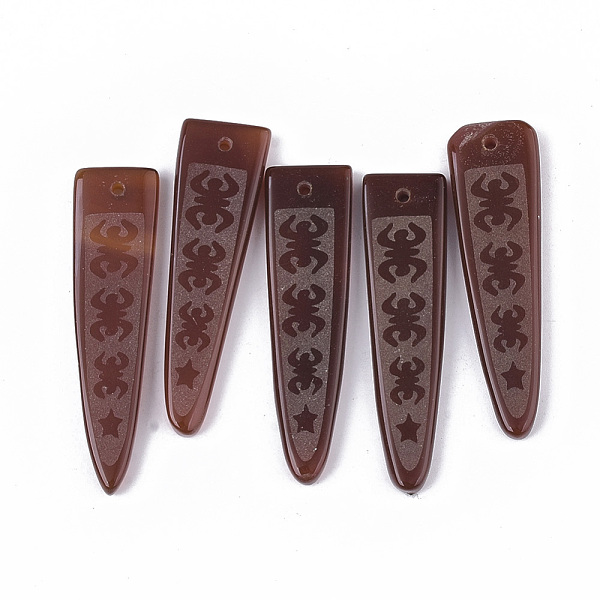 

PandaHall Hand Painting Natural Agate Big Pendants, Dyed, 54x15x4.5mm, Hole: 1.6mm Natural Agate Others
