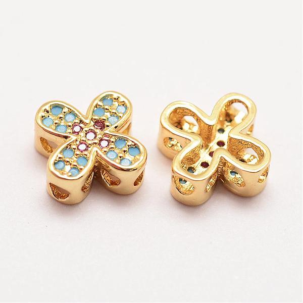 

PandaHall Brass Micro Pave Grade AAA Cubic Zirconia Links, Long-Lasting Plated, Flower, Cadmium Free & Nickel Free & Lead Free, Real 18K...