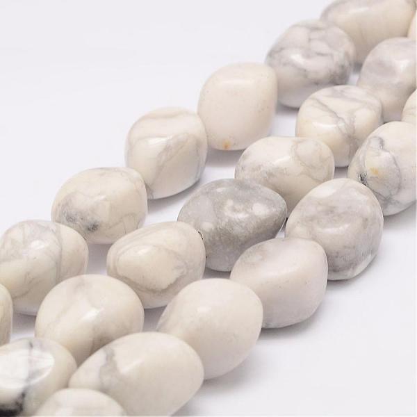 

PandaHall Natural Howlite Bead Strands, Tumbled Stone, Nuggets, 15~25x16~18x11~16mm, Hole: 2mm, about 22~25pcs/strand, 15.75 inch Howlite...