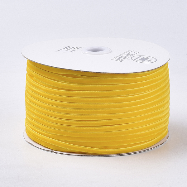 PandaHall 3/16 inch Single Face Velvet Ribbon, For Gift Box, Costume Accessories, Gold, 3/16 inch (5.0mm), about 200yards/roll Velvet None...