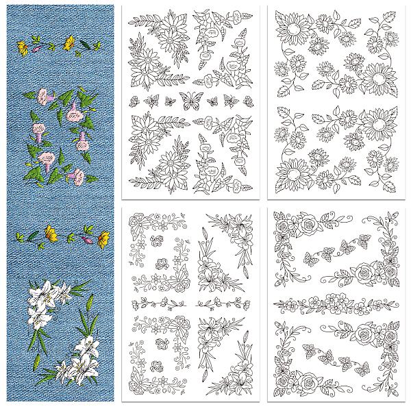

PandaHall GLOBLELAND 4 Sheets Flower Lace Corner Water Soluble Hand Sewing Stabilizers for Fabric 11.6x8.2inch Embroidery Stitch Practice...