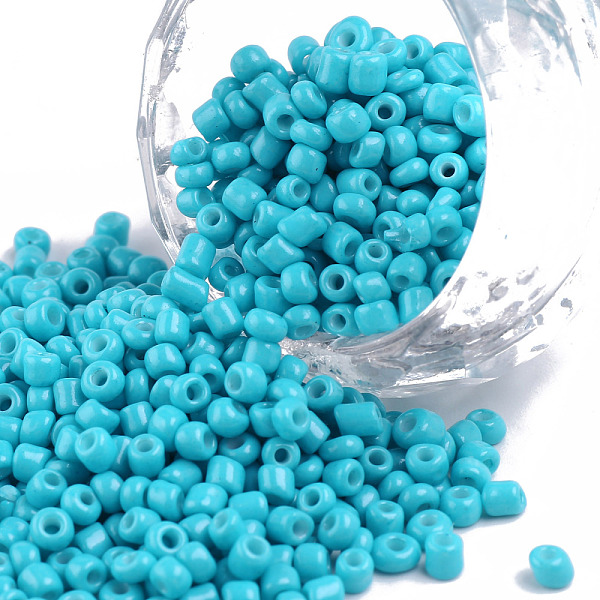 

PandaHall Baking Paint Glass Seed Beads, Dark Turquoise, 8/0, 3mm, Hole: 1mm, about 1111pcs/50g, 50g/bag, 18bags/2pounds Glass