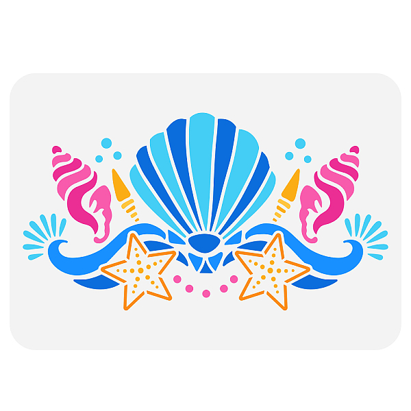 

PandaHall FINGERINSPIRE Seashell Stencil 8.3x11.7inch Reusable Sea Shell Sea Snail Starfish Pattern Drawing Template DIY Art Summer Sea Life...