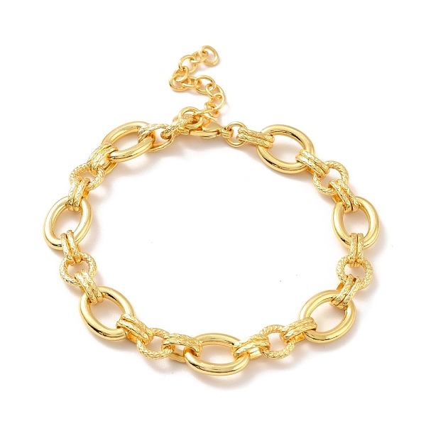 Rack Plating Brass Oval & Ring Link Chain Bracelet For Women