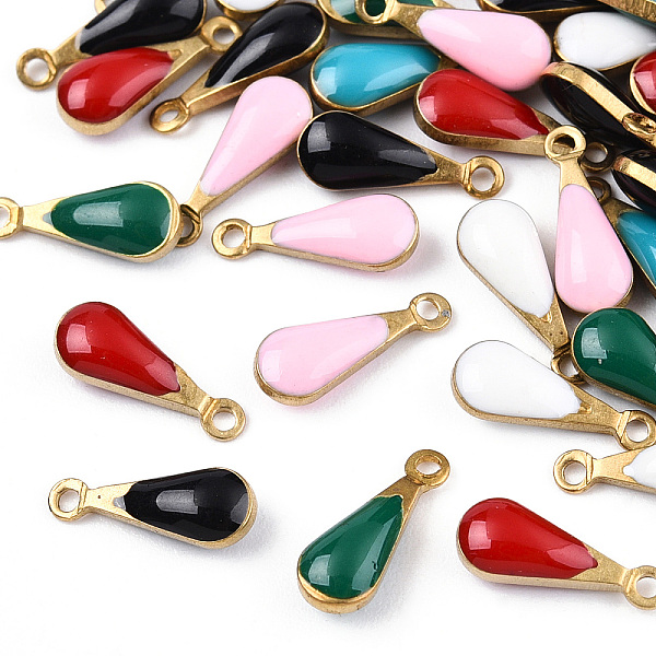 

PandaHall Antique Golden Plated Brass Enamel Teardrop Charms, Enamelled Sequins, Mixed Color, 11x4x3mm, Hole: 1mm Brass+Enamel Teardrop..., Multicolor