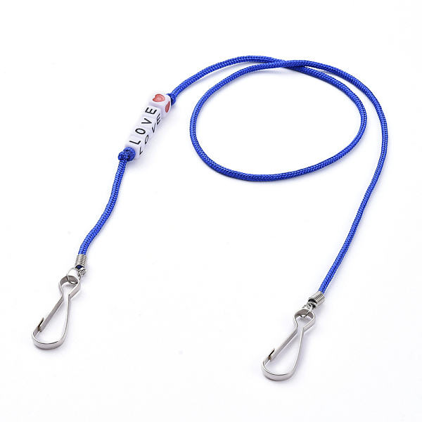 

PandaHall Polyester & Spandex Cord Ropes Eyeglasses Chains, Neck Strap for Eyeglasses, with Cube Acrylic Beads, Iron Coil Cord Ends and..., Blue