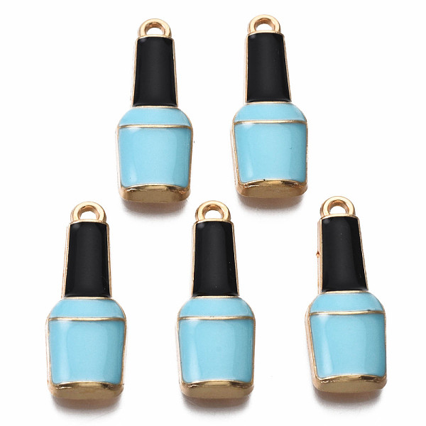 

PandaHall Alloy Enamel Pendants, Light Gold, Cadmium Free & Nickel Free & Lead Free, Bottle, Cyan, 26x9.5x3.5mm, Hole: 1.6mm Alloy+Enamel...