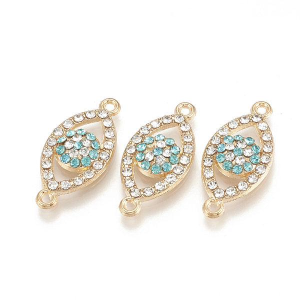

PandaHall Alloy Rhinestone Links connectors, Eye, Light Gold, 23x10.5x3mm, Hole: 2mm Alloy+Rhinestone Eye Clear