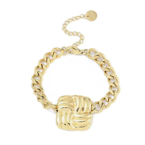 304 Edelstahl-Armband Mit Kubanischer Gliederkette Und Quadratischen Gliedern Für Damen