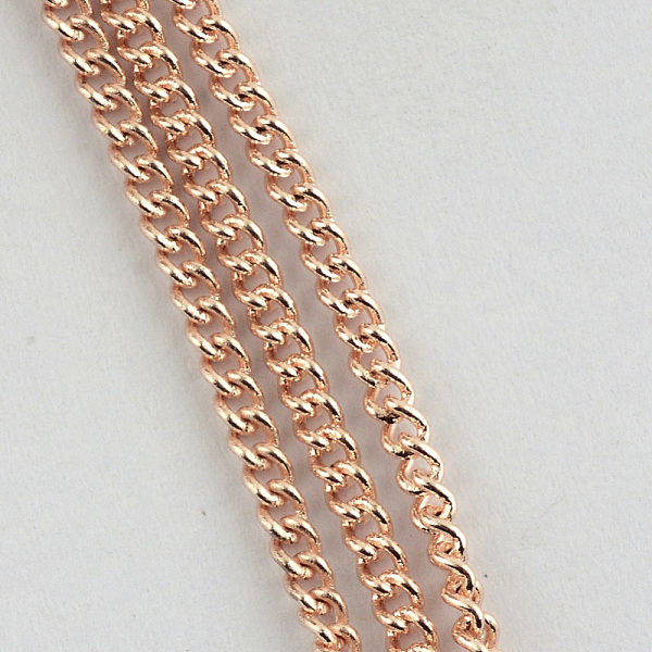 

PandaHall Unwelded Iron Curb Chains, with Spool, Rose Gold, 3.4x2.4x0.7mm, about 328.08 Feet(100m)/roll Iron
