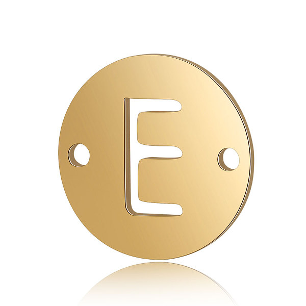 

PandaHall Titanium Steel Links connectors, Flat Round with Letter, Golden, Letter.E, 12x0.8mm, Hole: 0.8mm Titanium Steel Letter E