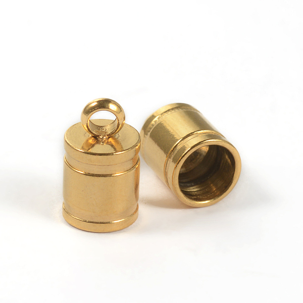 

PandaHall Ion Plating(IP) 304 Stainless Steel Cord Ends, End Caps, Golden, 10x6mm, Hole: 2mm, Inner Diameter: 5mm 304 Stainless Steel