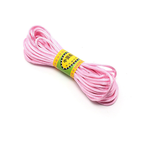 

PandaHall Polyester Rattail Satin Cord, for Chinese Knotting, Round, Pink, 3mm, about 10.94 Yards(10m)/Bundle Polyester Pink