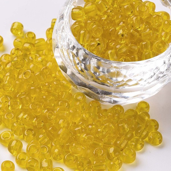 

PandaHall Glass Seed Beads, Transparent, Round, Round Hole, Yellow, 6/0, 4mm, Hole: 1.5mm, about 450pcs/50g, 50g/bag, 18bags/2pound Glass...