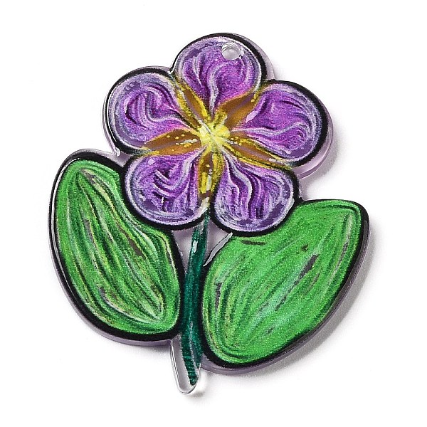 

PandaHall Colorful Acrylic Pendants, Flower, Dark Orchid, 31x32x2.5mm, Hole: 1.6mm Acrylic Flower
