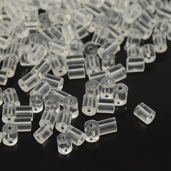 

PandaHall Plastic Ear Nuts, Earring Backs, Clear, 3x3mm, Hole: 0.3mm, about 8000pcs/bag Plastic Tube