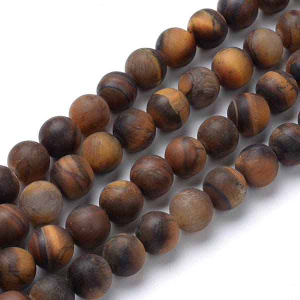 

PandaHall Natural Tiger Eye Round Bead Strands, Frosted Style, 8~8.5mm, Hole: 1mm, about 47pcs/strand, 15.5 inch Tiger Eye Round