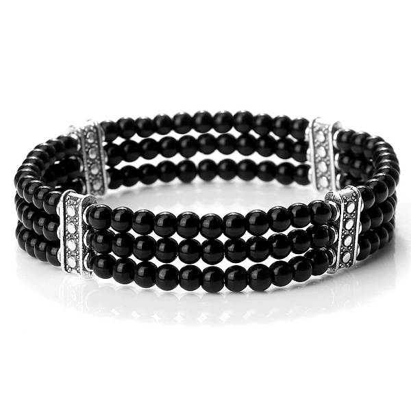 

PandaHall Round Natural Obsidian & Alloy Multi-Strand Beaded Stretch Bracelets for Women Men Obsidian
