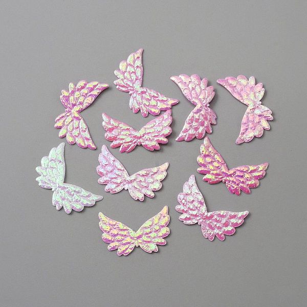 

PandaHall Non-Woven Fabric Ornament Accessories, Iridescent Embossed Angel Wing, Pearl Pink, 22x35x0.7mm Cloth Wing