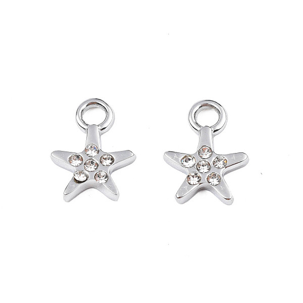 

PandaHall 304 Stainless Steel Charms, with Crystal Rhinestone, Star, Stainless Steel Color, 11.5x9x2mm, Hole: 2mm Stainless Steel+Rhinestone..., Clear