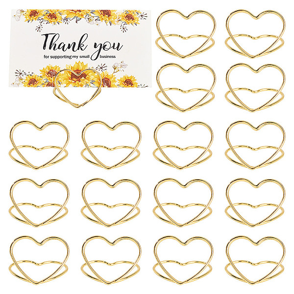 

PandaHall CRASPIRE 20PCS Love Heart Iron Place Card Holders Mini Golden Photo Picture Note Clip Holders for Wedding Anniversary Birthday...