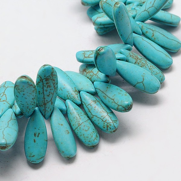 

PandaHall Synthetical Dyed Turquoise Teardrop Bead Strand, Turquoise, 25x10x5mm, Hole: 1mm, about 760pcs/kg Synthetic Turquoise Teardrop..., Green