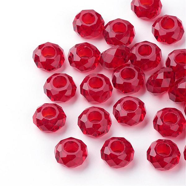 

PandaHall Glass European Beads, Large Hole Beads, No Metal Core, Rondelle, Dark Red, 14x8mm, Hole: 5mm Glass Rondelle Red