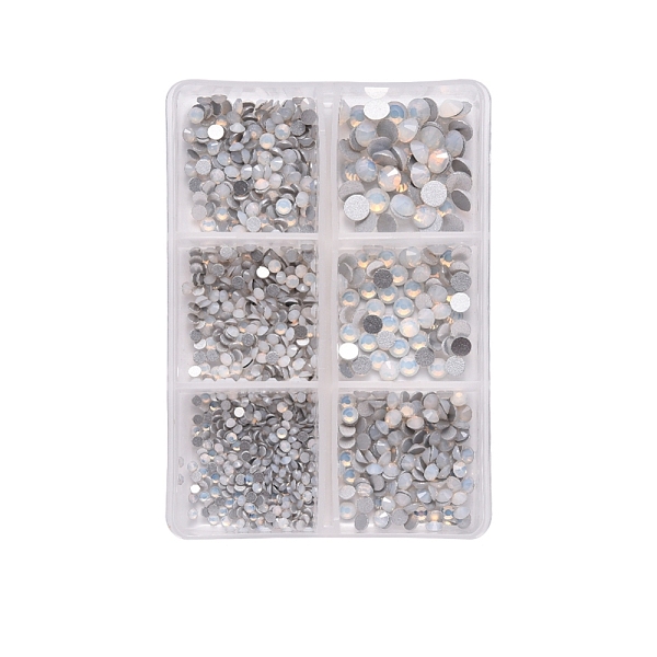 

PandaHall Glass Flat Back Rhinestone, Faceted, Nail Art Decoration Accessories, Half Round, White Opal, 2~4.9mm, about 1015pcs/box...