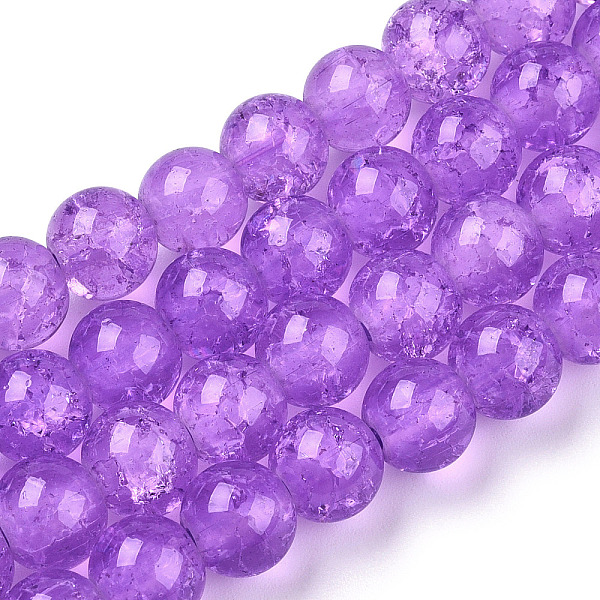 

PandaHall Baking Painted Crackle Glass Bead Strands, Round, Dark Orchid, 8mm, Hole: 1.3~1.6mm, about 100pcs/strand, 31.4 inch Glass Round