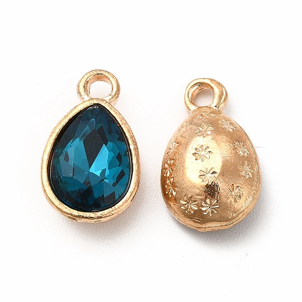 

PandaHall Faceted Glass Rhinestone Pendants, with Golden Tone Zinc Alloy Findings, Teardrop Charms, Marine Blue, 15x9x5mm, Hole: 2mm...