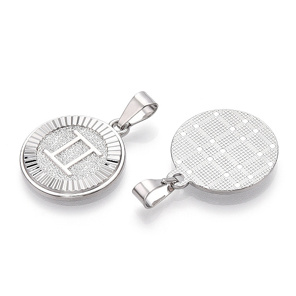 

PandaHall Brass Pendants, Twelve Constellations, Flat Round, Platinum, 24x20.5x2mm, Hole: 3.5x7mm Brass Flat Round