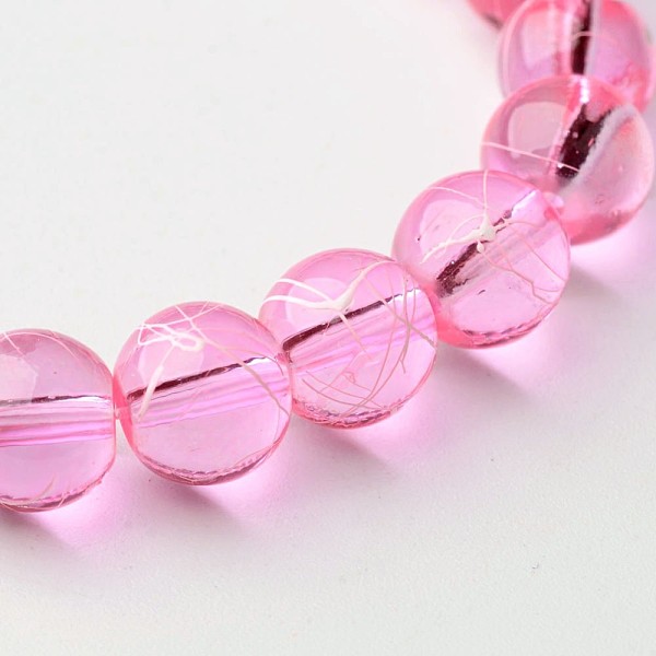 

PandaHall Drawbench Transparent Glass Beads Strands, Spray Painted, Round, Hot Pink, 8mm, Hole: 1.3~1.6mm, 31.4 inch Glass Round Pink