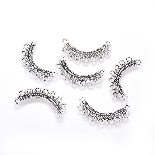 

PandaHall Tibetan Style Alloy Chandelier Component Links, Arcuate, Antique Silver, 14x27x1mm, Hole: 1.6mm Alloy Others