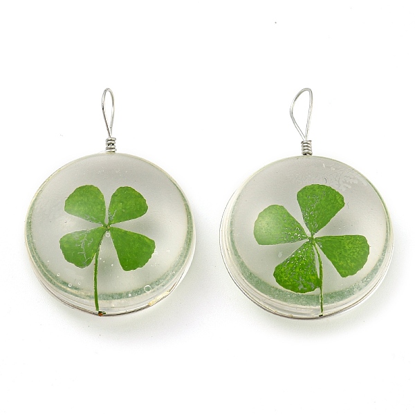 

PandaHall Platinum Brass with Glass Pendants, Clover Pattern Charms, Long-Lasting Plated, Flat Round, 34~36x24~25x11mm, Hole: 4x5~7mm...