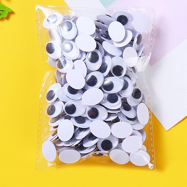 

PandaHall Plastic Doll Craft Activities Eyeball Moving Eyes, with Back Adhesive Stickers, Oval, White, 16x12x4mm, 150pcs/bag Plastic Oval...