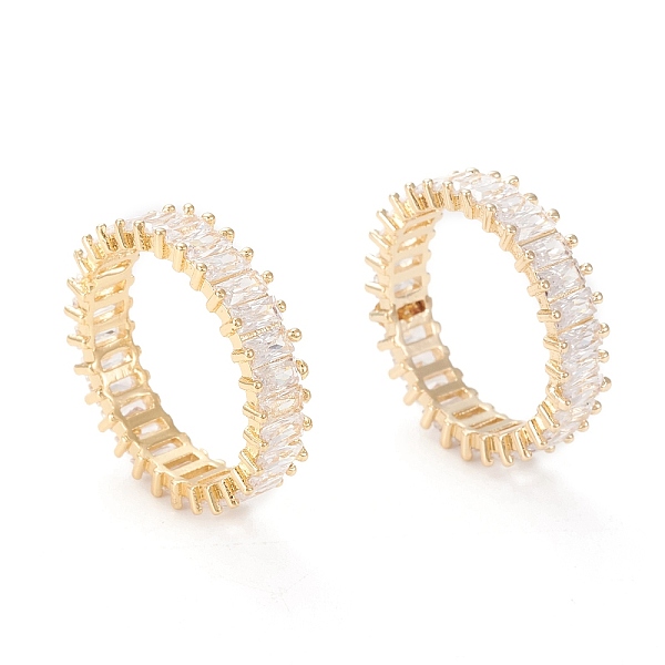 

PandaHall Brass Micro Pave Clear Cubic Zirconia Finger Rings, Real 18K Gold Plated, Size 7, Inner Diameter: 17mm Brass+Cubic Zirconia Clear