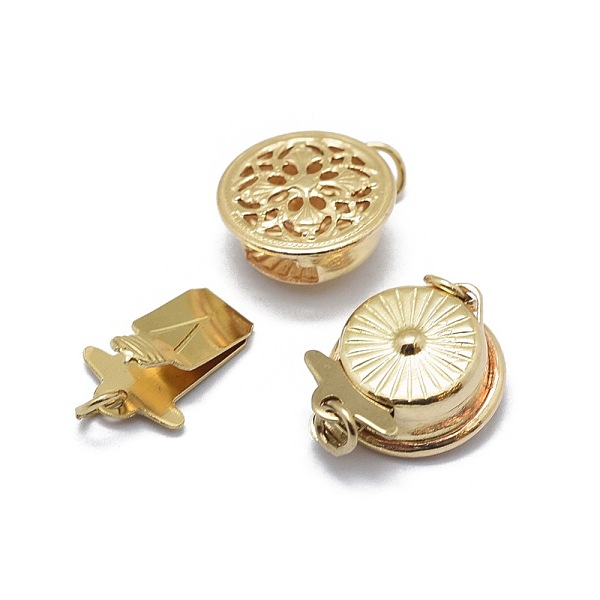 

PandaHall Yellow Gold Filled Filigree Box Clasps, 1/20 14K Gold Filled, Cadmium Free & Nickel Free & Lead Free, Flat Round, 9x4.5mm, Hole...