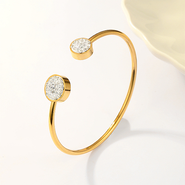

PandaHall Stainless Steel Cuff Bangles, Flat Round, Golden, Inner Diameter: 2-3/8 inch(6cm) Stainless Steel Flat Round