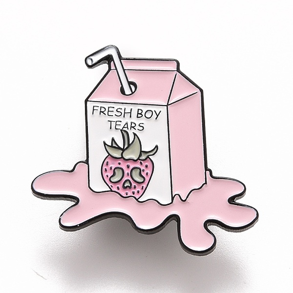 

PandaHall Word Fresh Boy Tears Enamel Pin, Strawberry Milk Alloy Badge for Backpack Clothes, Electrophoresis Black, Pink, 29x30.5x1.5mm, Pin...