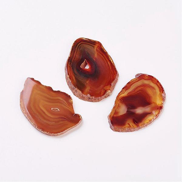 

PandaHall Natural Slice Agate Cabochons, Nuggets, Dyed, Saddle Brown, 48~80x30~65x3~4mm Natural Agate Nuggets Brown