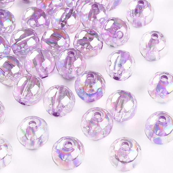 

PandaHall Transparent Acrylic Beads, AB Color Plated, Round, Lilac, 12x11mm, Hole: 2.5mm Acrylic Round Purple